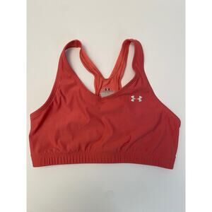 UNDER ARMOUR Sports Bra SMALL Racer back Pink Coral Mesh Panel Back
